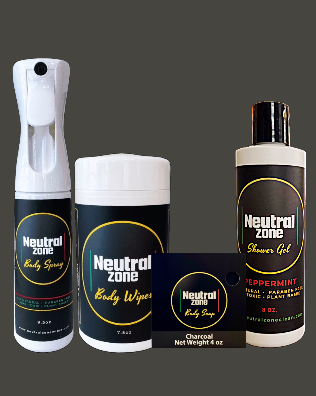 Neutral Zone Clean Peppermint Charcoal Bundle – 4-Piece Hygiene Kit
